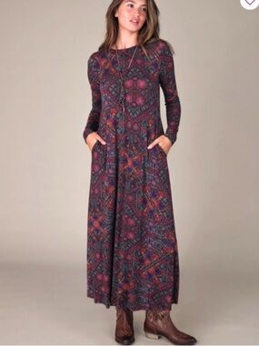 NWT NATURAL LIFE  Stevie Butter soft Multi Floral-Geometric Maxi Dress